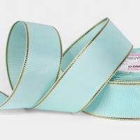 Лента репсовая 40мм*25&plusmn;1ярд(23м&plusmn;1м) золотые нити №013 светло-голубой АУ