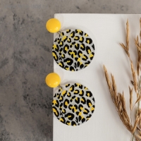 Серьги пластик &laquo;Танзания&raquo; круги гепард, цвет чёрно-жёлтый, d=4