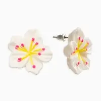 Серьги пластик "Лилии", цвет белый