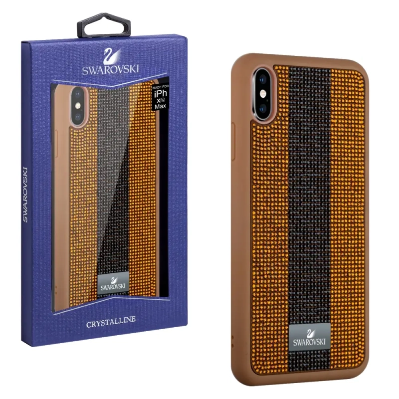 Чехол iPh XS MAX Swarovski Porsche коричневый