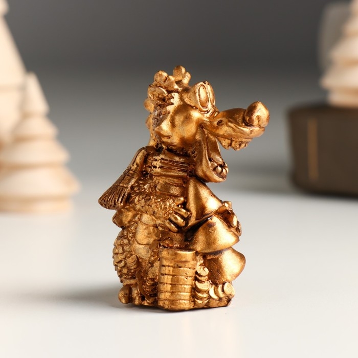 Фигурка полистоун &laquo;Бронзовый дракон в шарфике с монетами&raquo;, 4.8&times;4.3&times;6 см, МИКС