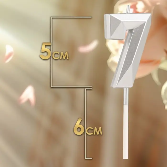 Свеча в торт на шпажке &laquo;Алмаз&raquo;, цифра 7, серебряная, 5&times;2.6 см