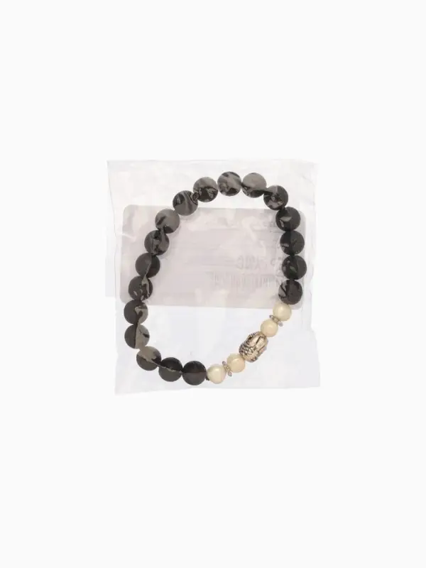 Браслет "Будда" жемчуг, лава, длина 18 см