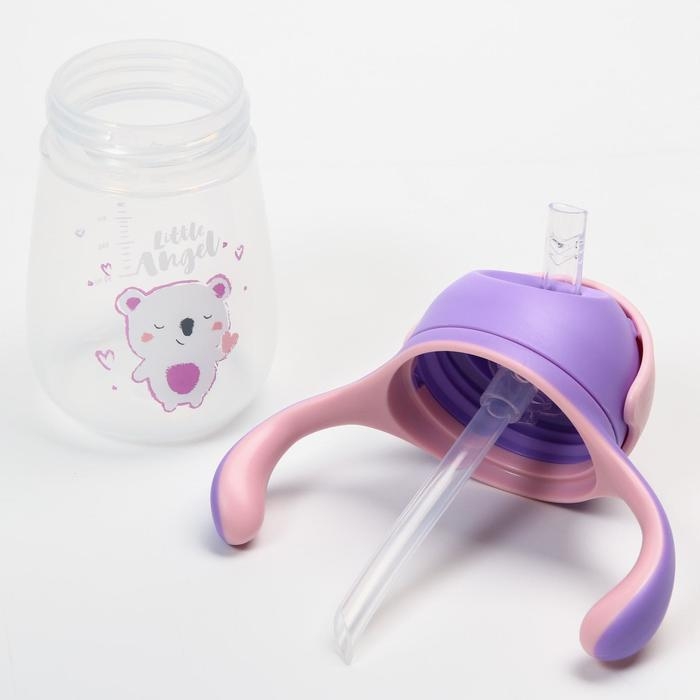 Поильник детский с силиконовой трубочкой &laquo;Koala&raquo;, 250 мл., с ручками, цвет фиолетовый