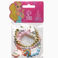 Браслет детский "Выбражулька" 3шт, сияние, единорог, радуга, корона, цветной