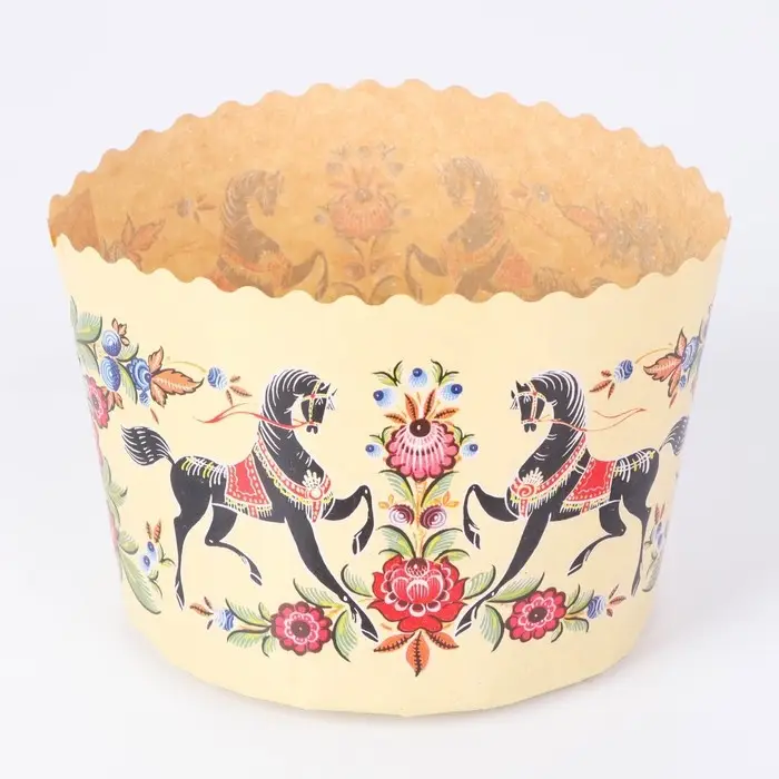 Форма бумажная для кулича Деко-про &laquo;Городец&raquo;, 11&times;8.5 см, молочный