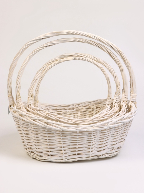 Набор 4 шт корзин плетеных 49х37х18 43х32х16 37х26х15 31х20х13 см ПЛЕТ ручка h=_ см серый