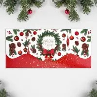 Конверт для денег фигурный &laquo;Новогодний венок&raquo;, 17.5 х 8 см