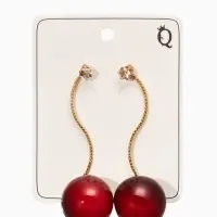 Серьги "Черешня", цвет бордовый в золоте
