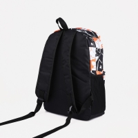 Рюкзак школьный из текстиля на молнии, 3 кармана, цвет оранжевый/чёрный