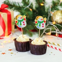 Шпажки для канапе &laquo;Снеговик со звездой&raquo;, набор 12 шт.