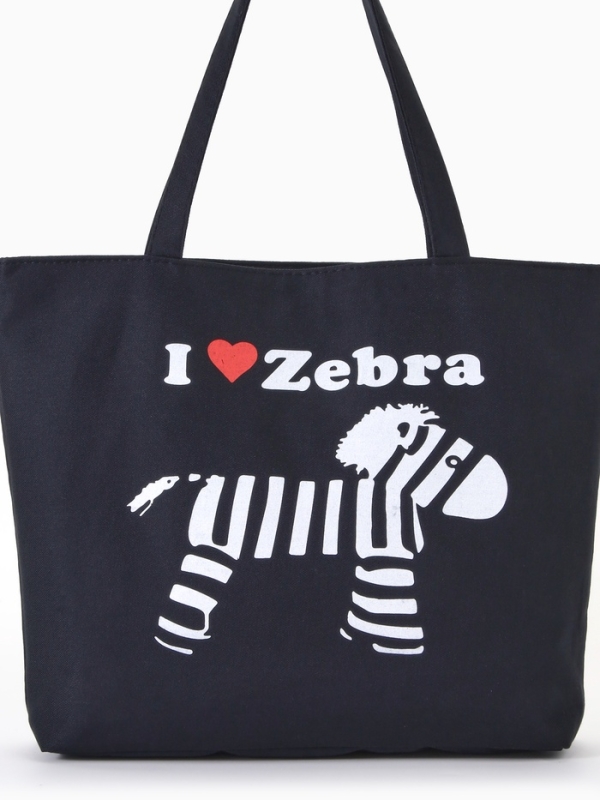 Шопер Зебра, 42*9*32, отдел на молнии, подклад, черный/белый