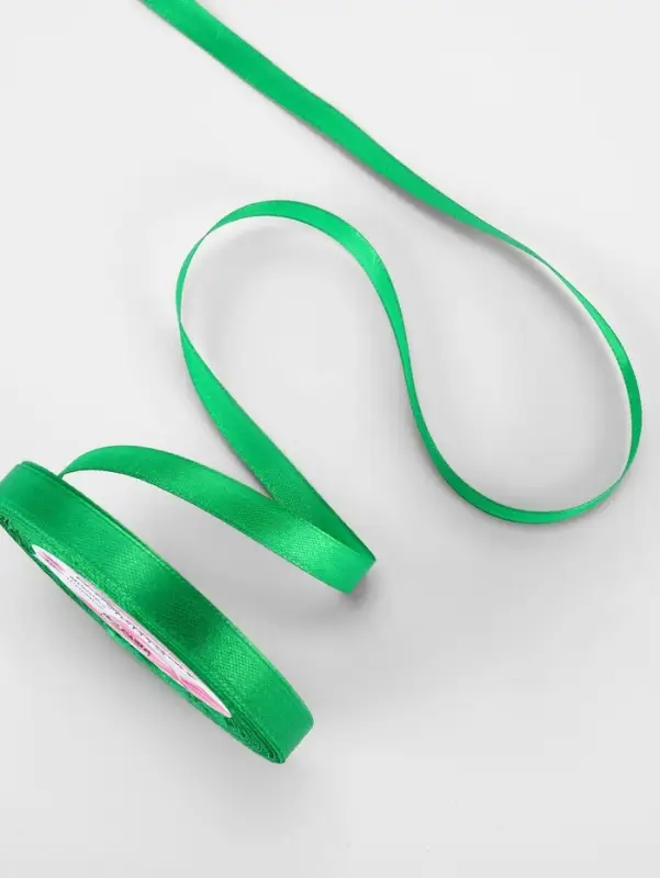 Лента атласная, 10 мм &times; 23 &plusmn; 1 м, цвет зелёный №19