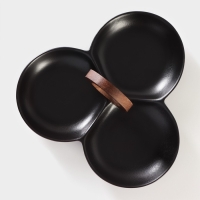 Менажница фарфоровая 3 ячейки Magistro &laquo;Галактика&raquo;, 24,5&times;24,5&times;13,5 см, цвет чёрный