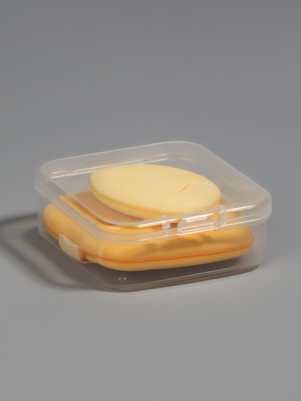 Набор спонжей д/макияжа 2 шт: капля, пуховка в пласт футляр латекс желтый пакет QF