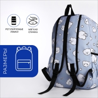 Рюкзак школьный из текстиля на молнии, 3 кармана, пенал, цвет голубой