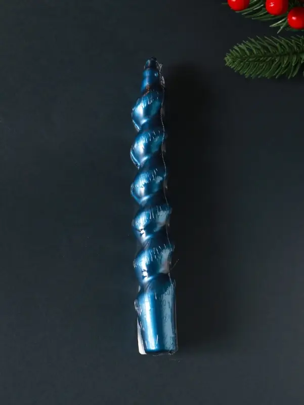 Свеча витая "LUXURY" 25*180 мм, лакированная, синяя