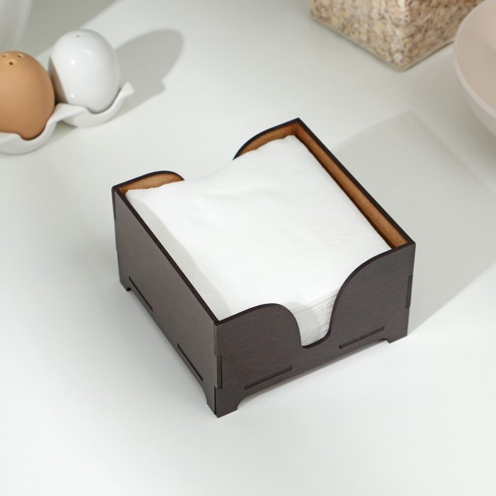 Салфетница деревянная &laquo;Мокко&raquo;, без гравировки, с салфетками, цвет шоколадный