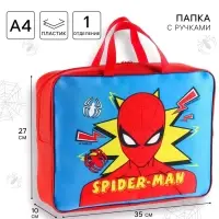 Папка с ручками текстильная А4, 350х270х100 мм, Человек-паук