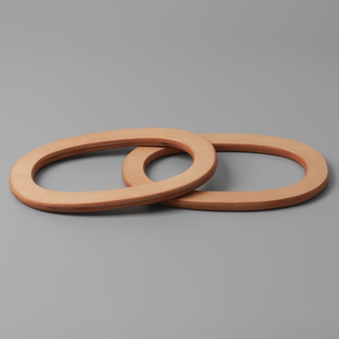 Ручки для сумок деревянные, d = 13 × 7,5 / 17 × 11,5 см, 2 шт, цвет бежевый Ручки для сумок деревянные, d = 13 × 7,5 / 17 × 11,5 см, 2 шт, цвет бежевый