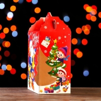 Новый год. Подарочная коробка с окном елочкой "Письма", 25 х 13 х 19 см.