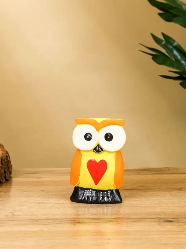 Набор сувенирный &laquo;Совята с сердечком&raquo;, h=15 см, h=12.5 см, h=9.5 см, дерево, оранжево-желтый