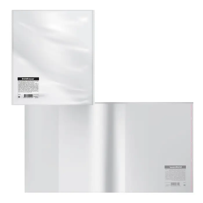 Обложка ПП 212х395мм, 80 мкм, ErichKrause Glossy Clear, для тетрадей и дневников, с клеевым краем и клапаном в край