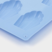 Форма для выпечки Доляна &laquo;Подводный мир. Ракушка&raquo;, силикон, 28&times;17&times;2 см, 9 ячеек (6,7&times;4,5&times;1,3 см), цвет голубой