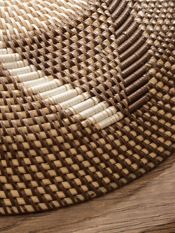 Тарелка декоративная плетеная ротанг "Узор 1", 50х50х5 см