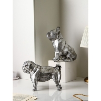 Набор фигур &laquo;Бульдог&raquo;, геометрия, полистоун, 34 см, цвет серебро