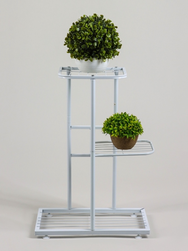 Подставка для цветов Greengo, 3 полки, 43 &times; 22 &times; 57 см, напольная, металл, белая