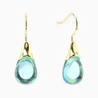 Серьги "Капля",  цвет голубой в золоте