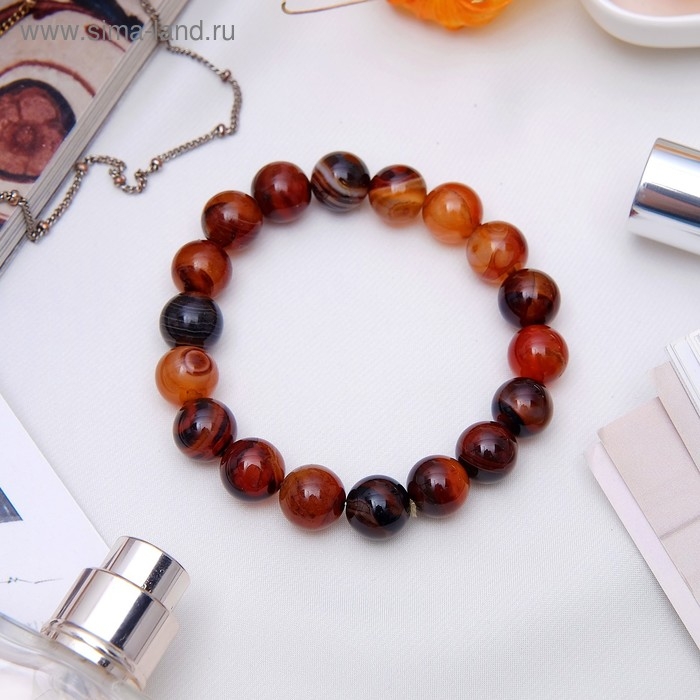 Браслет шар №10 &laquo;Агат коричневый&raquo;