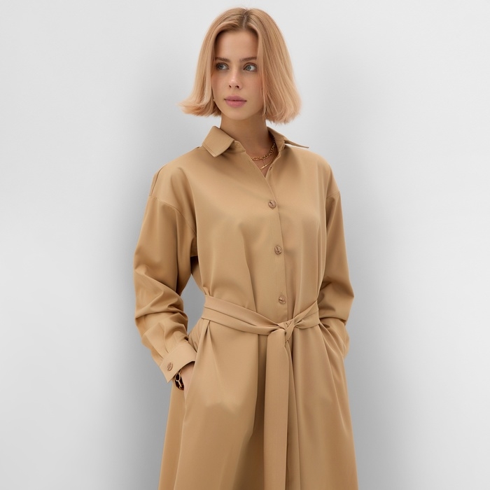 Платье женское MINAKU: Casual collection, цвет бежевый, размер 46