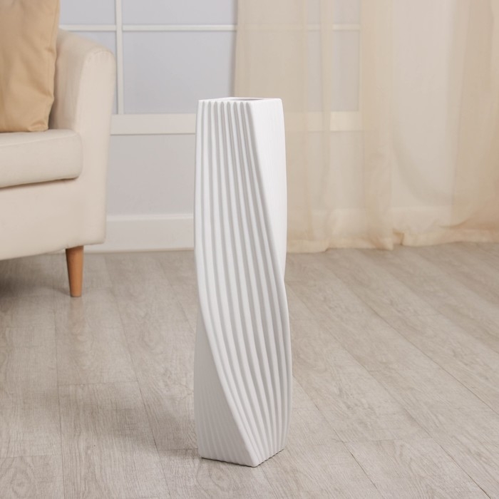Ваза керамика напольная "Теренс" 58 см, белый