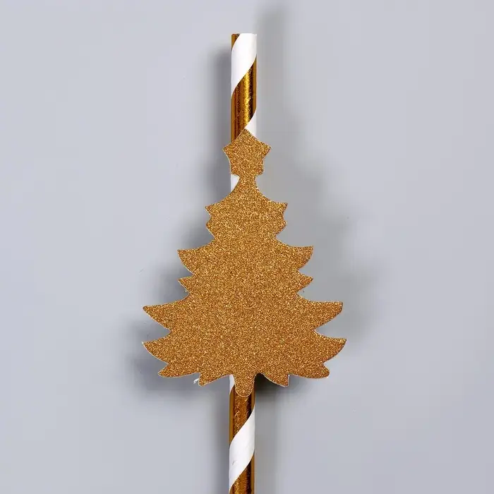 Трубочка для коктейля &laquo;Ёлочка&raquo;, полоска, в наборе 10 штук