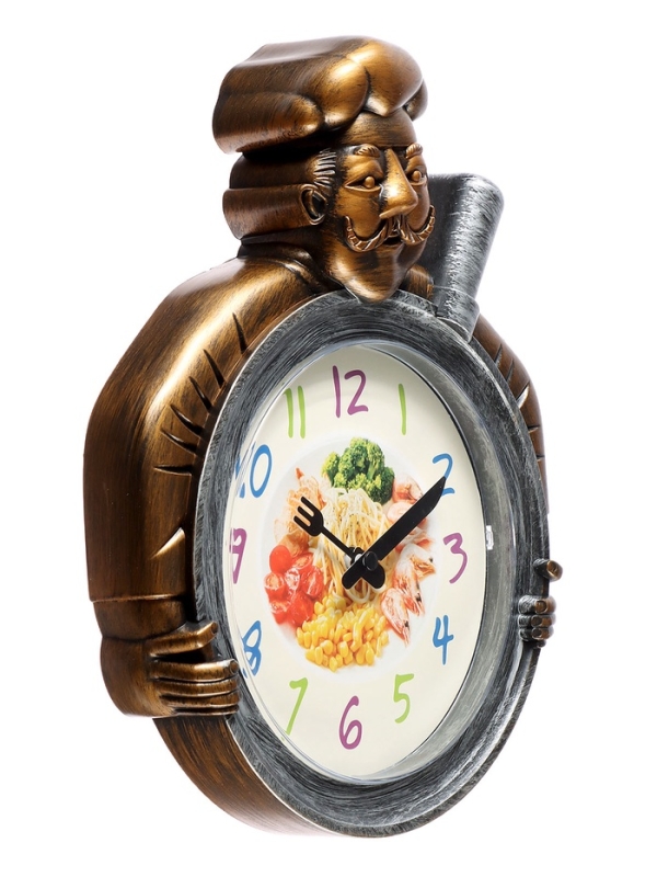 Часы настенные интерьерные, для кухни &laquo;Шеф&raquo;, плавный ход, 29.5&times;23 см, d-16.5 см