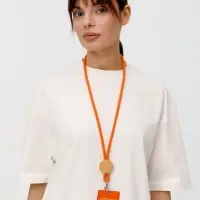 Шнурок для бейджа Tube Wood, оранжевый