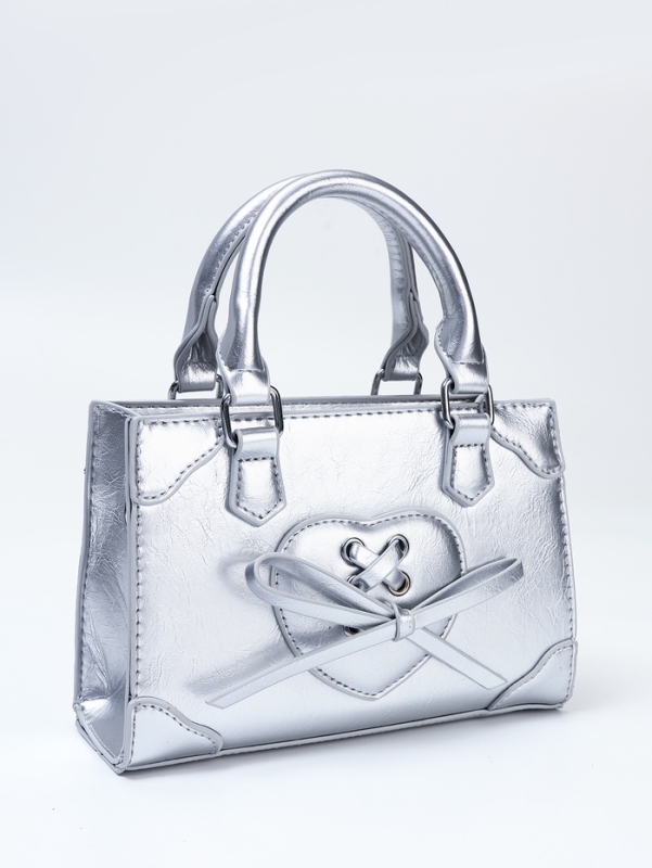 Сумка женская, 20*8*14, отд на молнии, длин ремень, серебро