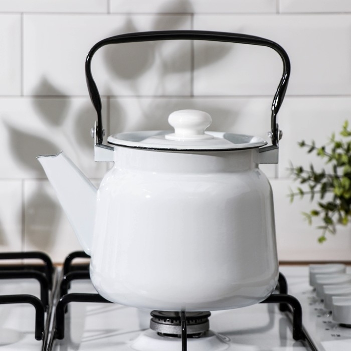 Чайник, 2,3 л, без деколи, эмалированная крышка, цвет белый