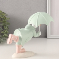 Сувенир полистоун "Утка в зелёном дождевике в сапогах в горох, с зонтом" 15х9х12,5 см