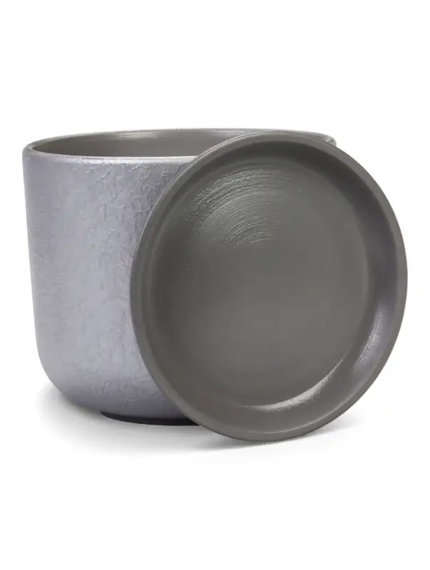 Горшок цветочный с поддоном 5,4 л, d22/h19 см серый керамика, "Перл" (М)