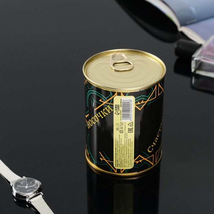 Подарочные носки в банке &laquo;Счастливые носочки&raquo;, (внутри носки женские, цвет белый)