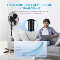 Вентилятор напольный для дома, FS4053, 3 режима, черный