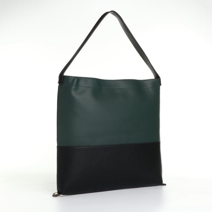 Сумка-мешок женская на молнии, цвет зелёный/чёрный Сумка-мешок женская на молнии, цвет зелёный/чёрный