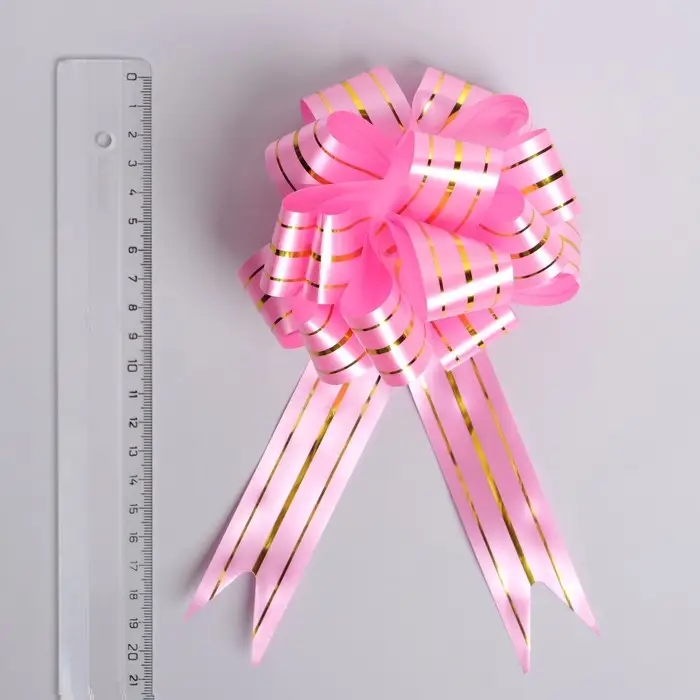 Бант-шар №3 "Золотые полосы", цвет розовый