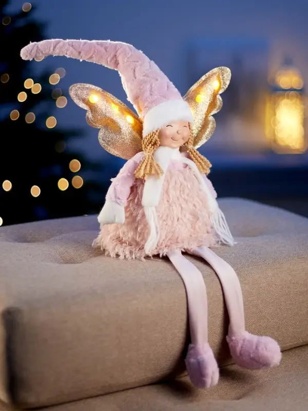 Фигура текстиль &laquo;Кукла в сером&raquo; 70 см, 6 LED, AG10x3 (в компл.), Т/БЕЛЫЙ