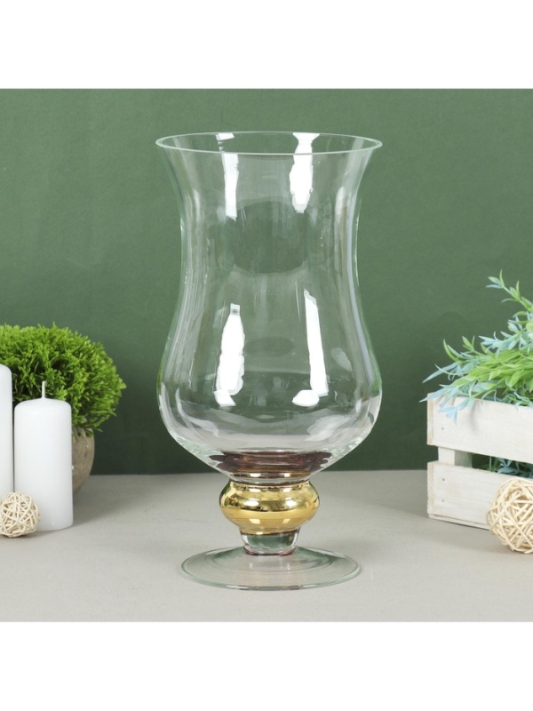 Ваза "Кантри голд" Амфора малая с декором 27х14 см 1,3 л  прозрачная