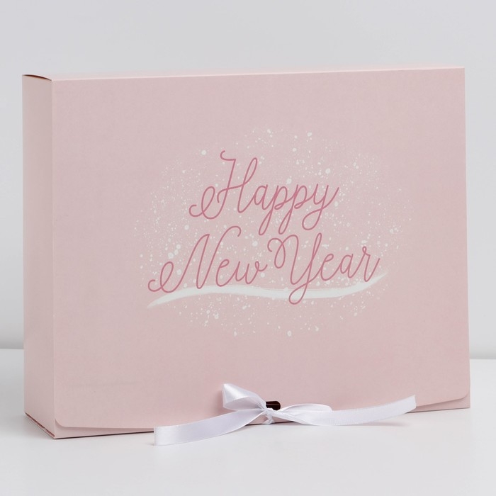 Коробка подарочная новогодняя складная двухсторонняя &laquo;Розовый Новый год&raquo;, 31 х 24.5 х 8 см, Новый год