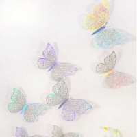 Набор топперов &laquo;Бабочки&raquo;, 12 штук, голография, цвет серебро